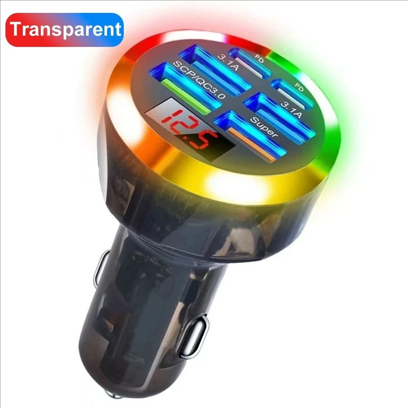 Bluejw USB C Car Charger, 5 Port (4 USB A & 1 USB C) PD 30W QC 3.0 Fast Charging Automobile Adapter for iPhone, iPad Pro, Samsung, Android Phones & Tablets - Image 4